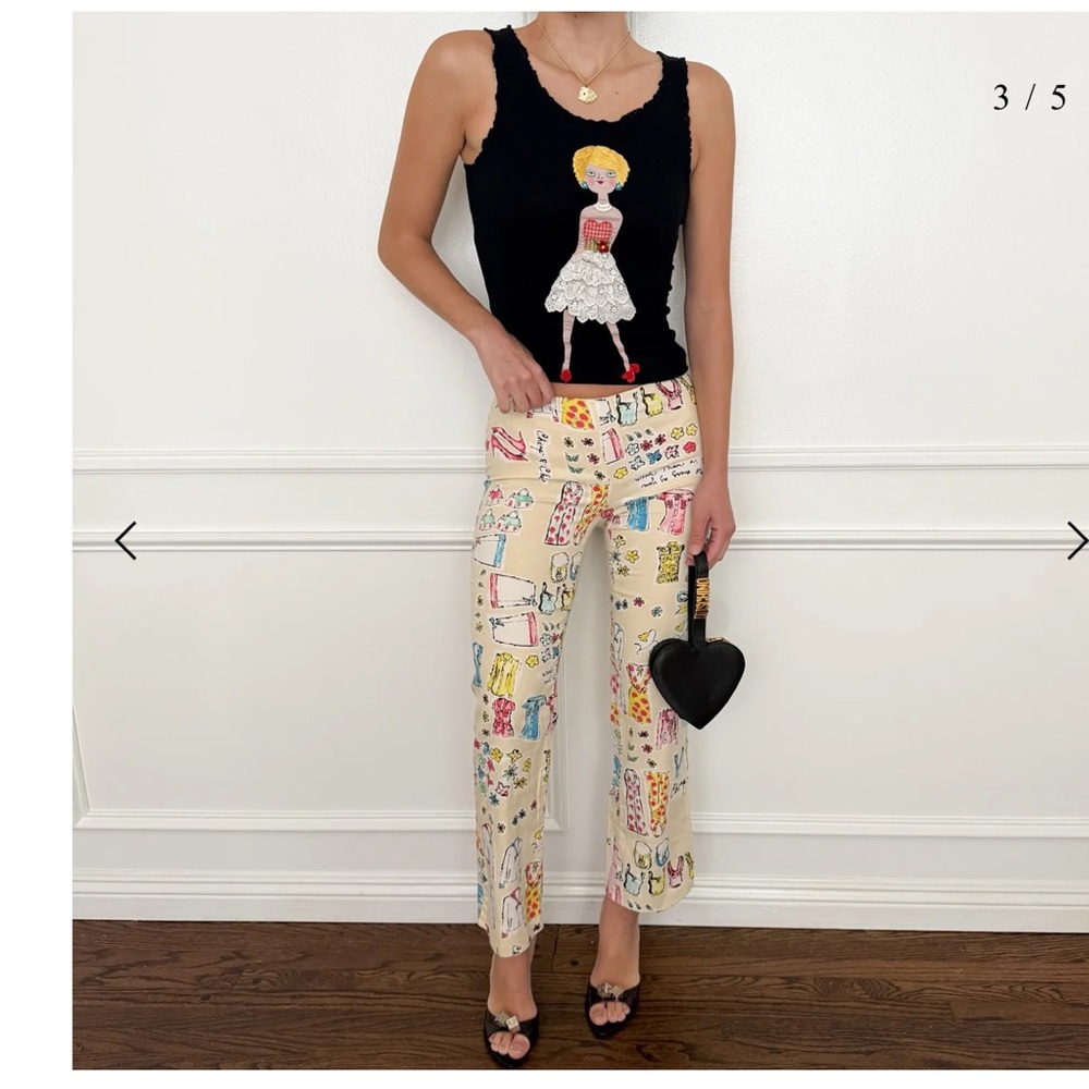 Vintage Moschino Cheap & Chic Graphic Print Straight Leg Pants Size 6 Y2K